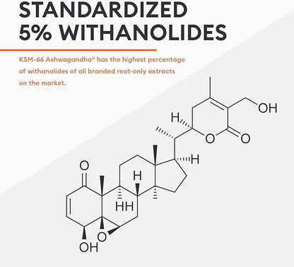 KSM-66 Ashwagandha Root Powder Extract 1,000 MG KSM66 & 5% Withanolides 60 Vegan