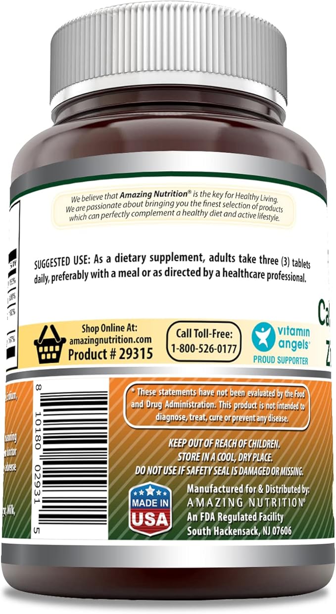Amazing Formulas Calcium Magnesium Zinc D3 300 Tablets 1000mg - 400mg - 25mg Plus D3 600 600 IU 3 Tablets)