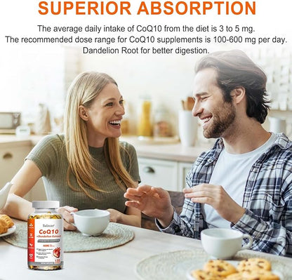CoQ10 and Black Pepper Extract 400mg 120 Softgels, Q10(Ubiquinone) Supplement 3 Times
