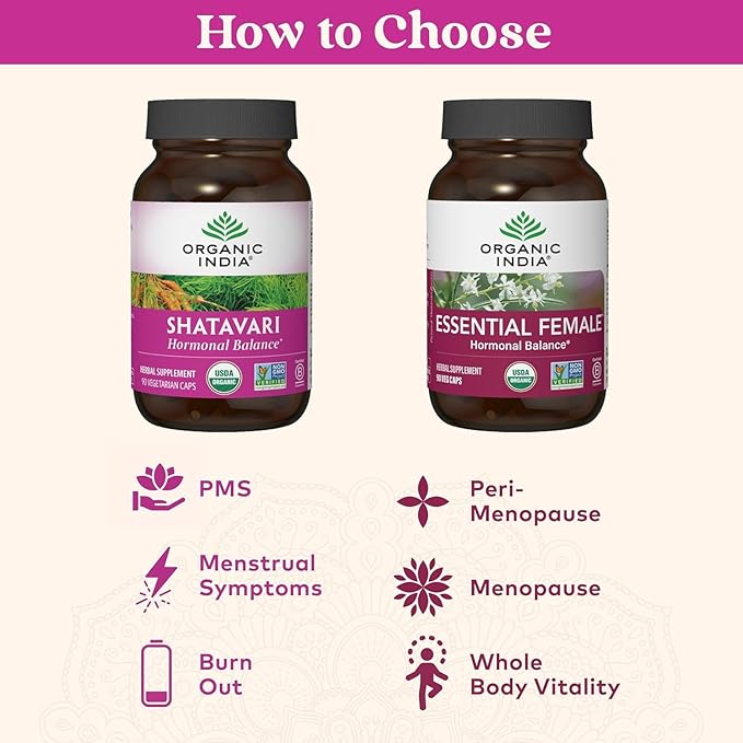 ORGANIC INDIA Shatavari Capsules - Herbal Supplement, Supports Hormonal Balance, Immune System Support, Vegan, Gluten-Free, USDA Organic, Supports Reproductive Health - 180 Capsules