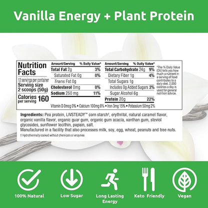 UCAN Energy + Plant Protein Powder 20g Pea 12 Servings
