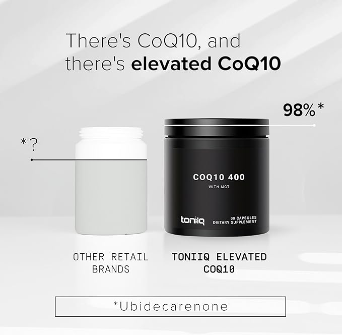 Ultra High Purity CoQ10 400mg 98% Purified CoQ10 Supplement Q10 -Bioavailable -60 Veggie