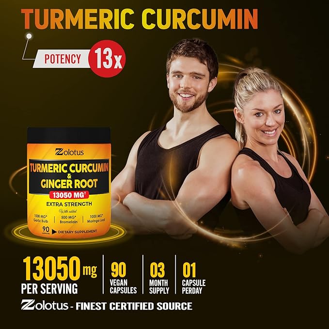 6 in 1 Turmeric Curcumin + 95% Curcuminoids, 13050mg, with 90 Capsules