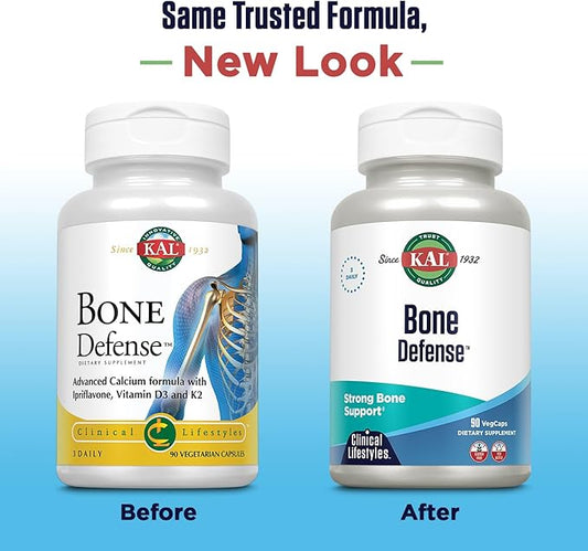 KAL Bone Defense D3 and K2, Magnesium 90ct, 30 30 Serv.