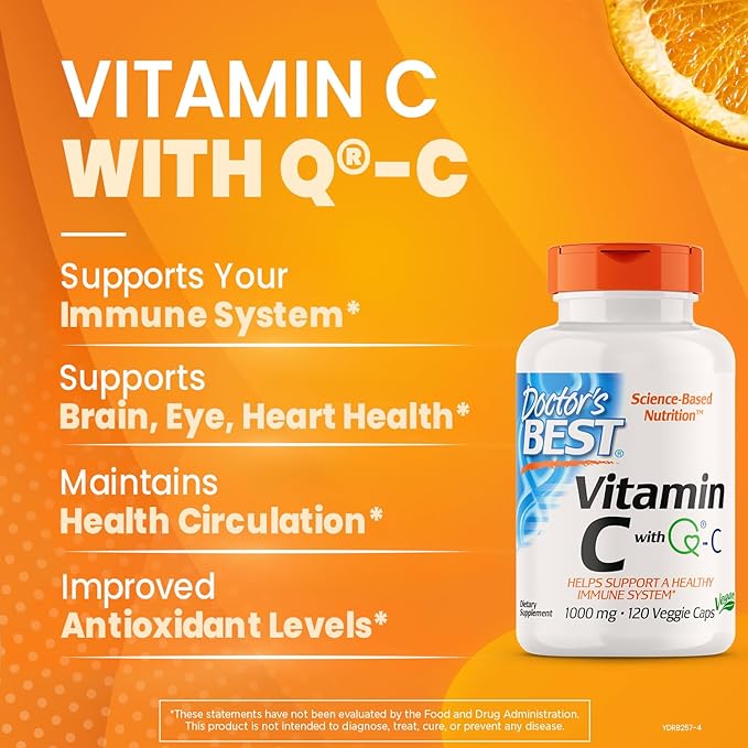 Doctor's Best Vitamin C with Q-C 1000mg Non-GMO, 120 Count