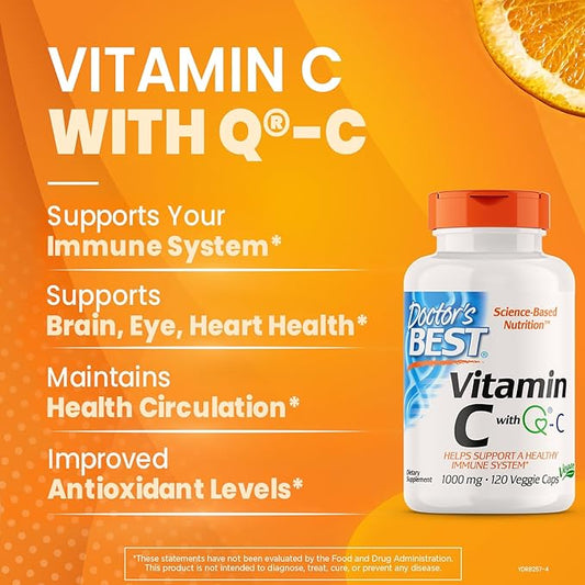 Doctor's Best Vitamin C with Q-C 1000mg Non-GMO, 120 Count