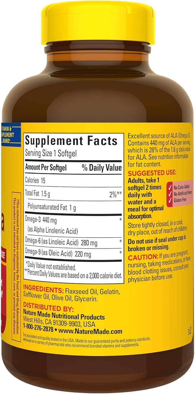 Nature Made Triple Omega 3 6 9, Flaxseed, 3 Supplement, 150 Softgels, 75 Day