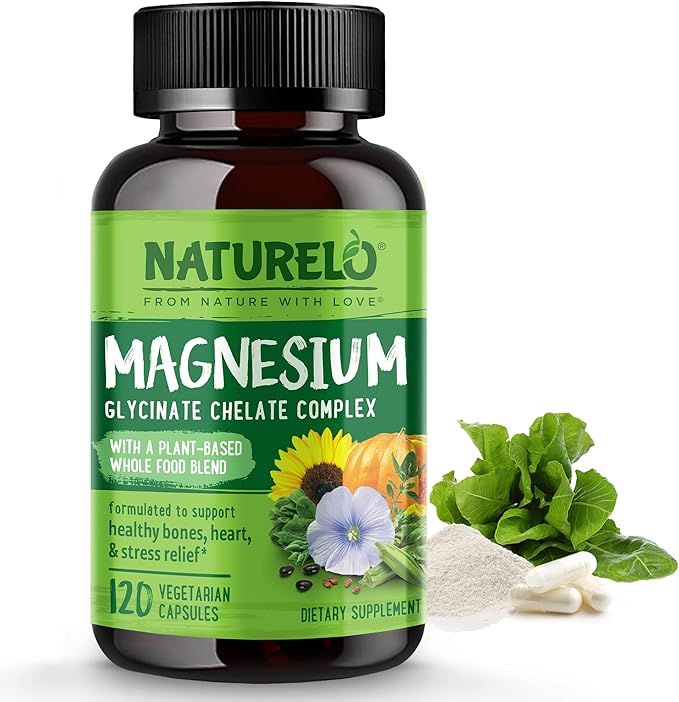 NATURELO Magnesium Glycinate Chelate Complex 200 mg 120 Capsules