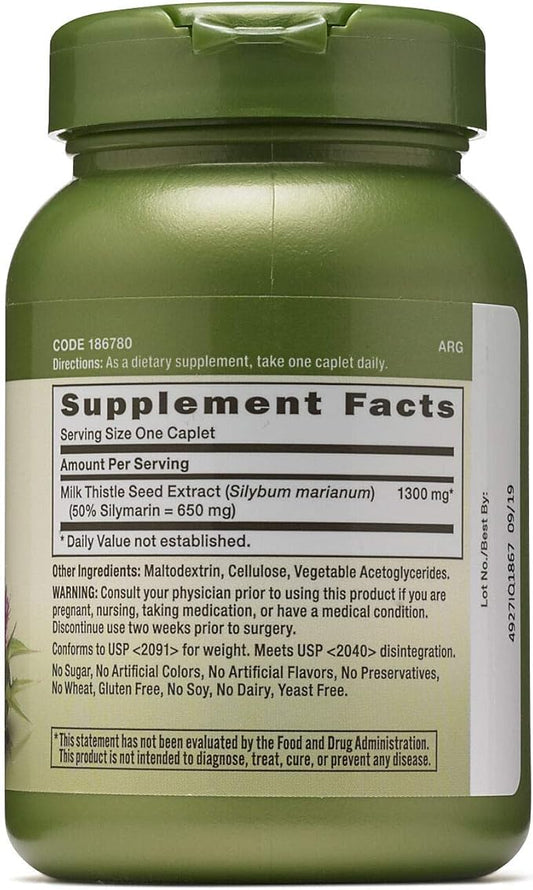 GNC Herbal Plus Milk Thistle 1300mg, 60 Caplets