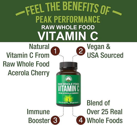 Peak Performance Raw Whole Food Natural 90 Pills. 500 mg 2 servings 1000mg