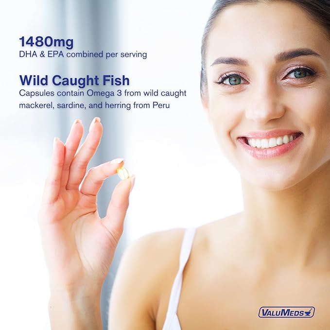 ValuMeds Omega-3 Fish Oil EPA + (90 Count 1), 2000mg 2000mg (1480mg (1480mg EPA