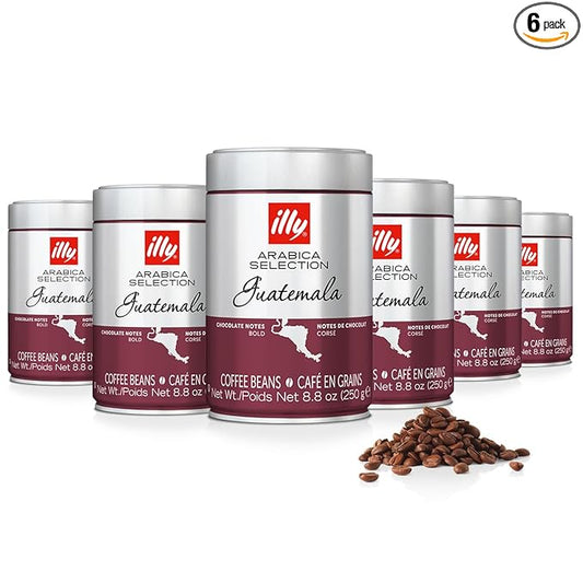 illy Whole Bean Coffee - Perfectly Roasted Whole Coffee Beans – Guatemala Dark Roast - with Notes of Chocolate – Complex & Balanced - 100% Arabica Coffee - No Preservatives – 8.8 Ounce, 6 Pack