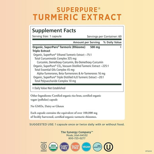 Pure Synergy SuperPure Turmeric Extract 500 mg (60 Capsules)