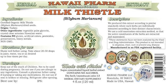 Hawaii Pharm Milk Thistle Alcohol-FREE Liquid 2 oz