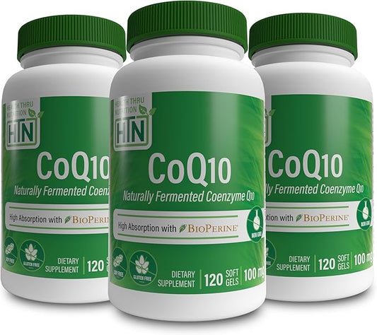 Health Thru Nutrition CoQ-10 100mg 3X 120 120 Softgels) Q10 | 3rd Party
