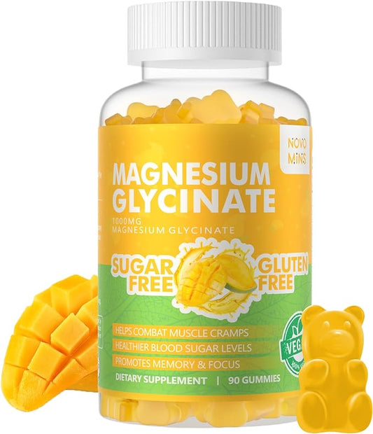 90 CT Magnesium Glycinate Gummies 1000mg B6, CoQ10 CoQ10 for 90 Mango