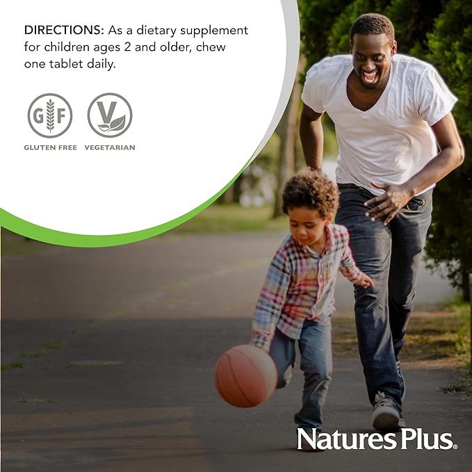 Natures Plus Animal Parade Vitamin D3 Children’s Chewables - Black Cherry Flavor - 90 Animal-Shaped Tablets, Pack of 2 - Gluten Free, Vegetarian, Hypoallergenic - 180 Total Servings