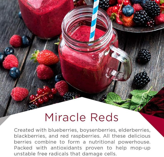 MacroLife Naturals Miracle Reds Superfood Supplement Powder Antioxidants Polyphenols Enzymes Probiotics - Raw Non-GMO Organic Vegan Gluten & Dairy Free (30 Servings)
