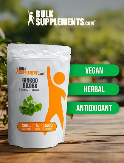 BulkSupplements.com Ginkgo Biloba Extract Powder 200mg per 1kg (2.2 (2.2 lbs) 1)