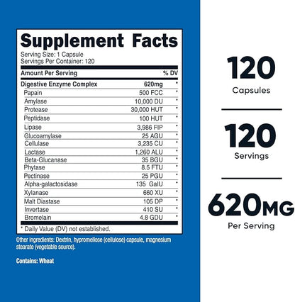 Nutricost Digestive Enzymes 620mg, 120 Capsules