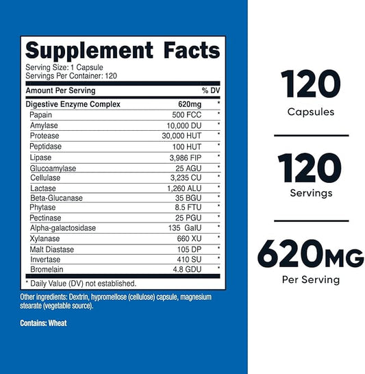 Nutricost Digestive Enzymes 620mg, 120 Capsules