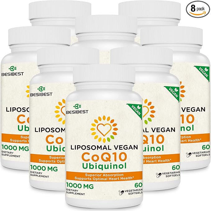 1000mg Liposomal CoQ10 Ubiquinol, 480 Vegan CoQ10 Supplement, Q10 for