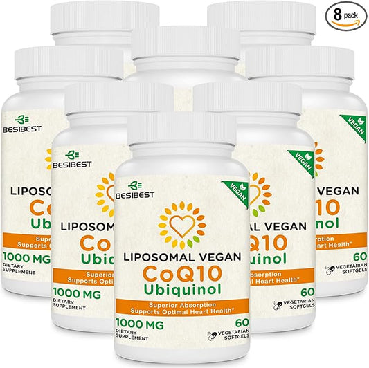 1000mg Liposomal CoQ10 Ubiquinol, 480 Vegan CoQ10 Supplement, Q10 for