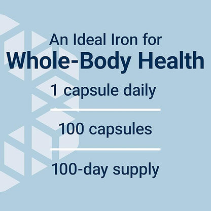 Life Extension Iron Protein Plus, Iron Protein succinylate, absorbable Iron Supplement for Whole-Body Health, Non-GMO, Gluten-Free, Vegetarian, 100 Capsules