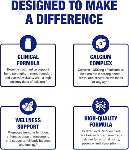 Clinical Calcium Complex Bone Supplement - Restorative Calcium Magnesium Zinc D3 Supplement for Bone Health Strength & Density Support with Antioxidant Bioflavonoids - High Absorption - 15 Servings