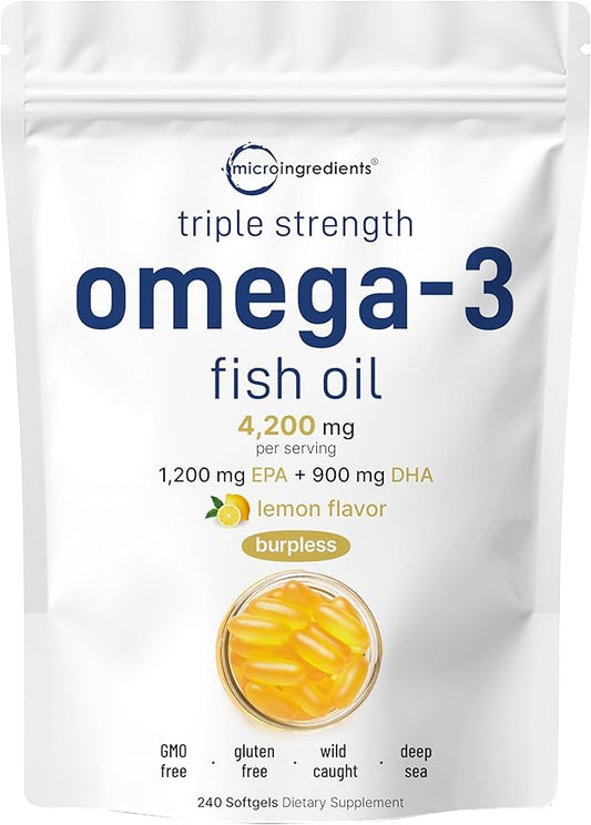 Triple Strength Omega 3 Fish Oil 4200mg Per 240 Softgels 1200mg + 900mg |
