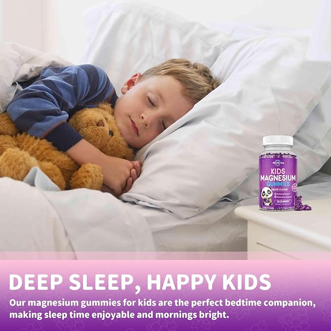 Magnesium Gummies for Kids, Sugar-Free Magnesium Citrate Gummies, Great Tasting Calm Magnesium Gummies for Adults & Kids, Support Sleep, Bone & Muscle Health, Nerve Relaxation, 60 Grape Gummies