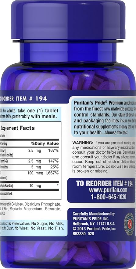 Puritan's Pride Vitamin B-Complex and Vitamin B-12, 180 180 Count