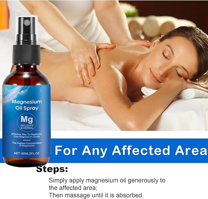 Magnesium Oil Spray, 100% Pure & Bottle|2 FL.OZ/60 FL.OZ/60 ML