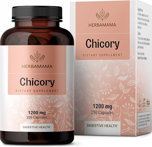 HERBAMAMA Chicory Root Supplement 250 Capsules