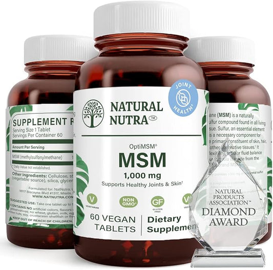 Natural Nutra OptiMSM, MSM Supplement 1000 mg, 60 Vegan