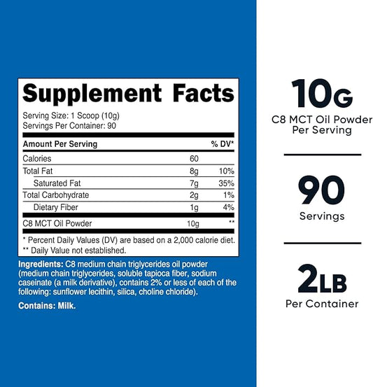 Nutricost C8 MCT Oil Powder 2LBS (32oz) - 95% C8 MCT Oil Powder