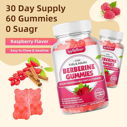 softber Berberine Gummies, Organic Berberine 1500mg 120 Count
