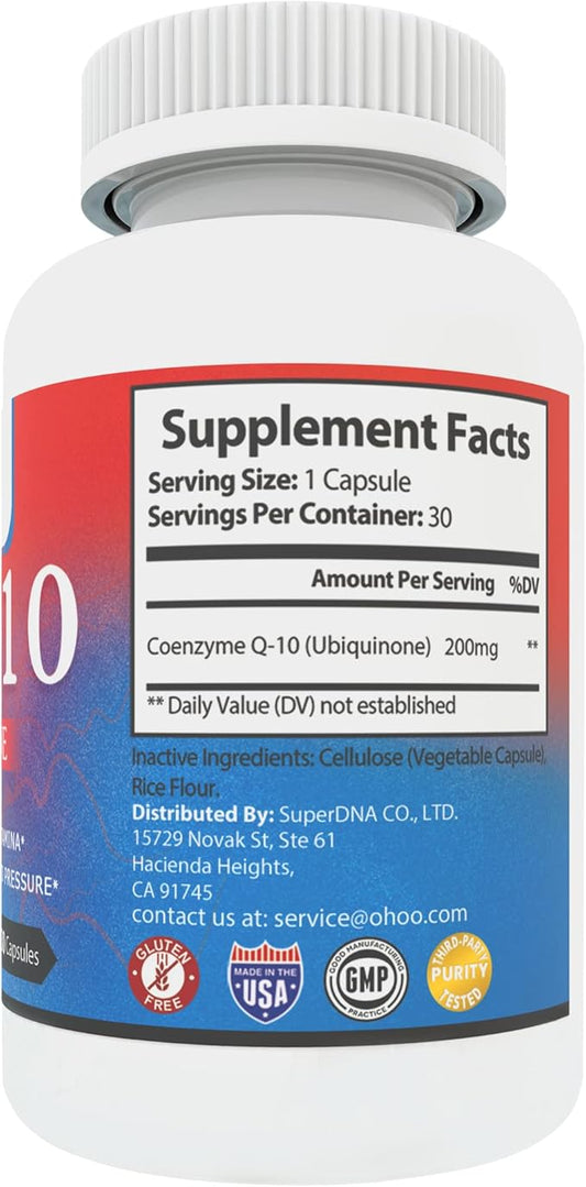 200mg CoQ10, Coenzyme Q10 Support Supplement,30 Capsules