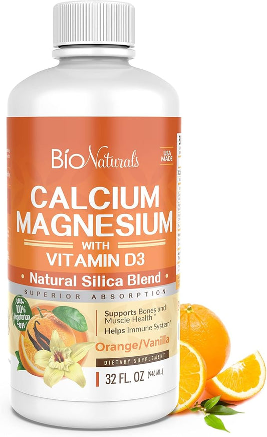 Calcium & Magnesium Liquid Supplement D3 - 100% Vegetarian 32 fl
