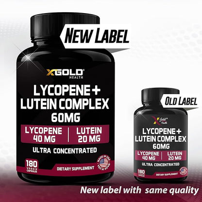 Lycopene + Lutein Supplement 60mg 40mg from 20mg from 2-in-1 Ultra-Concentrated 180 Veggie