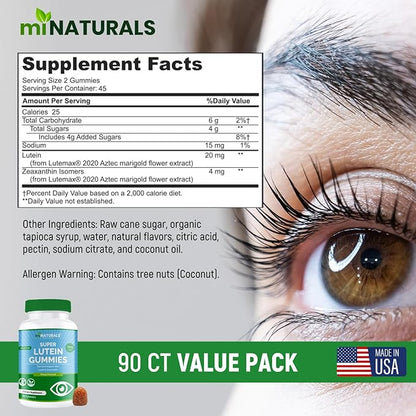 Super Lutein 20mg Plus Zeaxanthin Supplements Gummies 90ct, 45 45 Day