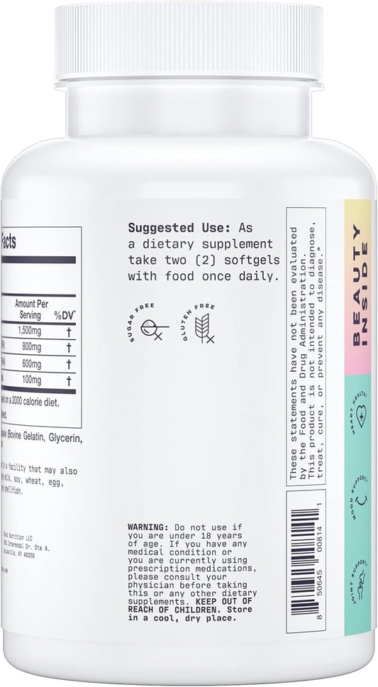 Alani Nu Omega 3 Fish Oil, 1500MG, 800mg 800mg EPA, 600mg DHA, (60 Softgels) 30 Servings