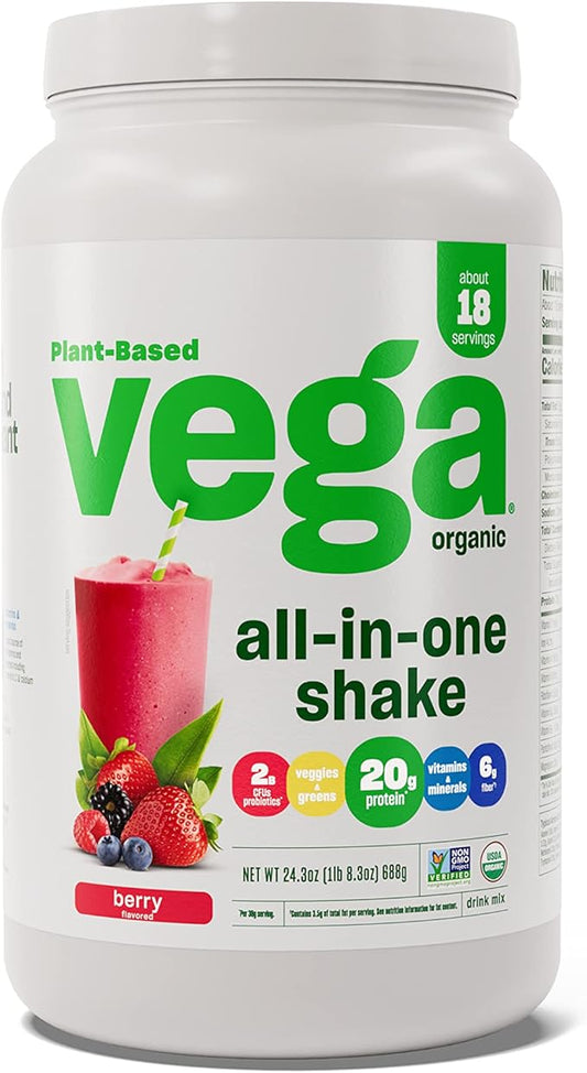 Vega Organic All-in-One Vegan Protein Powder, Berry 1.5 lbs