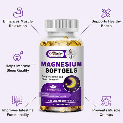 High Absorption Magnesium Glycinate 400mg Softgels 400 mg 100mg Calcium D3 & K2, for