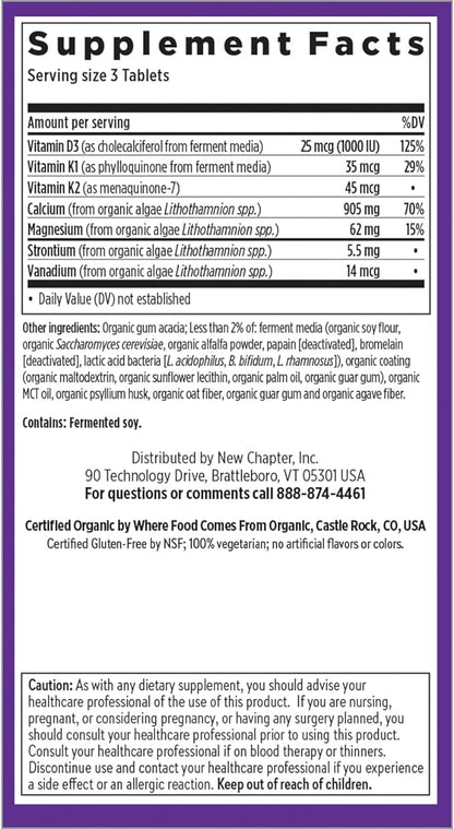 New Chapter Calcium Supplement D3+K2, 70+ 70+ Trace 270 Slim