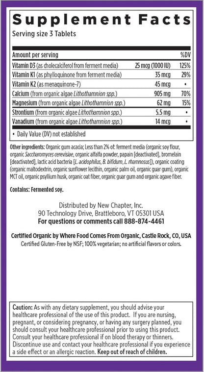 New Chapter Calcium Supplement D3+K2, 70+ 70+ Trace 120 Slim