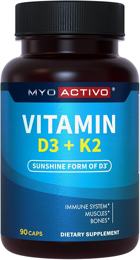 Vitamin D3 K2 Supplement 5000 IU 200 mcg D3, Patented MK7 & MK4, Heart 90 Vegetarian