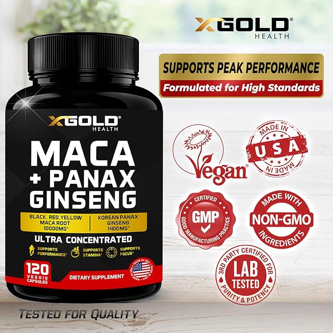 Maca Root Capsules 10,000mg + Korean 1,400mg - 20x Concentrated 10x Concentrated