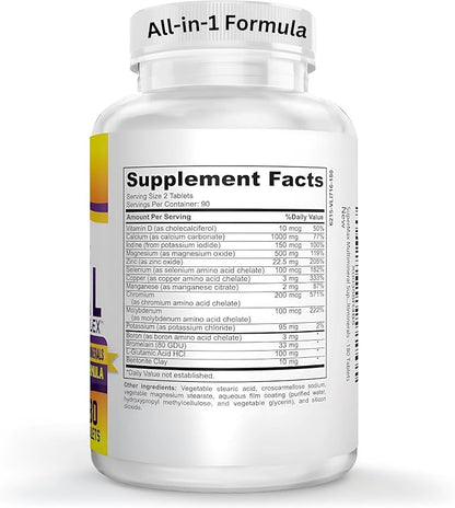 3-Month Multimineral Supplement (Iron Free) Natural Multiminerals | High-Potency Multi Mineral Supplements (15-in-1) Blended Minerals Formula | Mineral Complex | 90-Day Bulk Supply | 180 Tablets