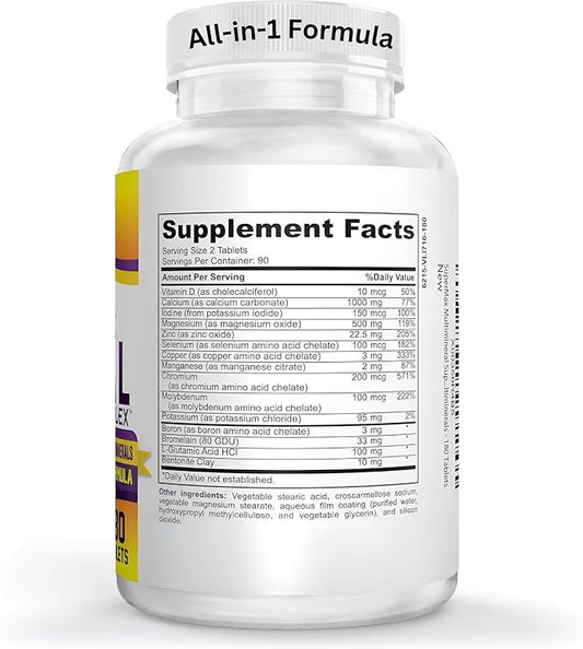 3-Month Multimineral Supplement (Iron Free) Natural Multiminerals | High-Potency Multi Mineral Supplements (15-in-1) Blended Minerals Formula | Mineral Complex | 90-Day Bulk Supply | 180 Tablets